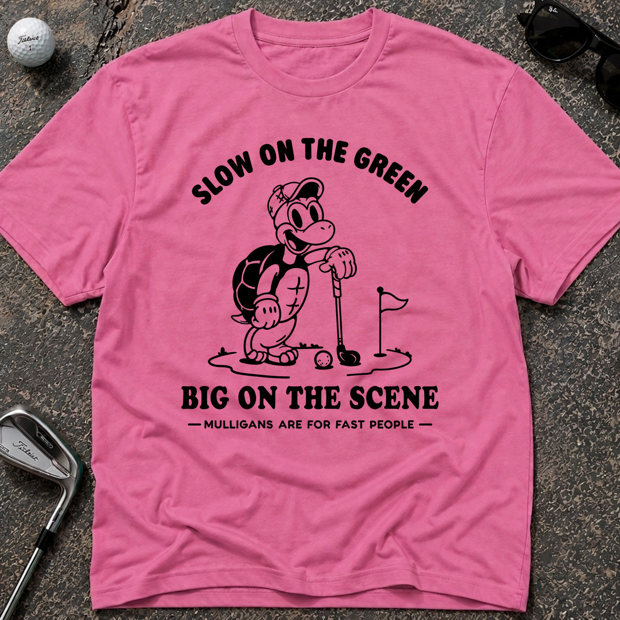 SLOW ON THE GREEN TURTLE Golf T-Shirt