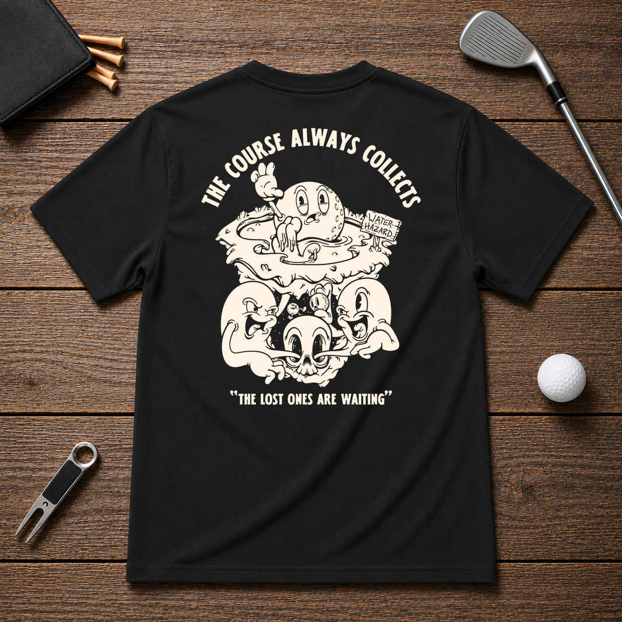 Dark Shallows- Funny golfer water hazard t-shirt. For the golfer that always tends to find the water hazard, and can't catch a break on the golf course.