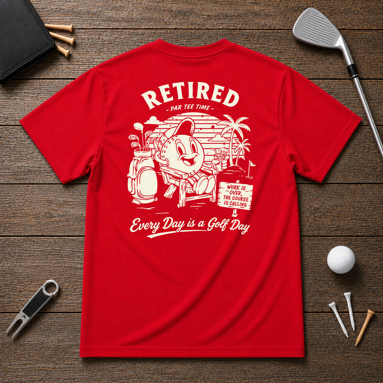 Retired Golfer Retro Vintage Style Beach Golf Course 