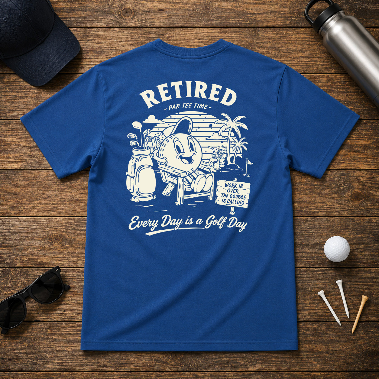 Retired Golfer Retro Vintage Style Beach Golf Course 