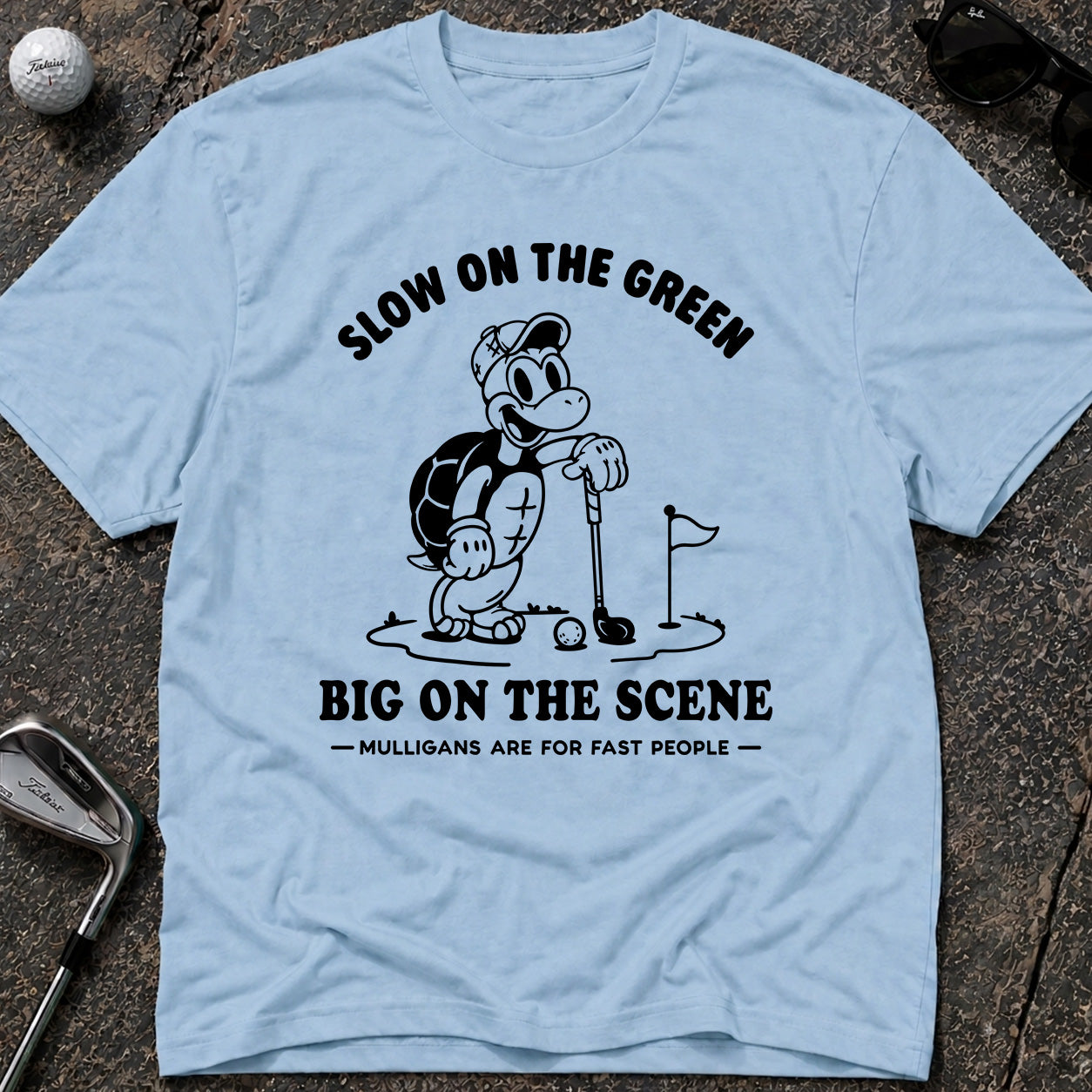 SLOW ON THE GREEN TURTLE Golf T-Shirt