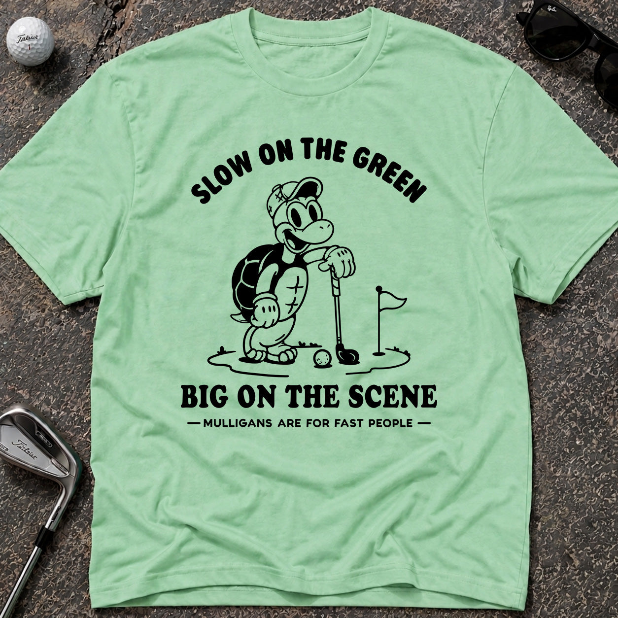 SLOW ON THE GREEN TURTLE Golf T-Shirt