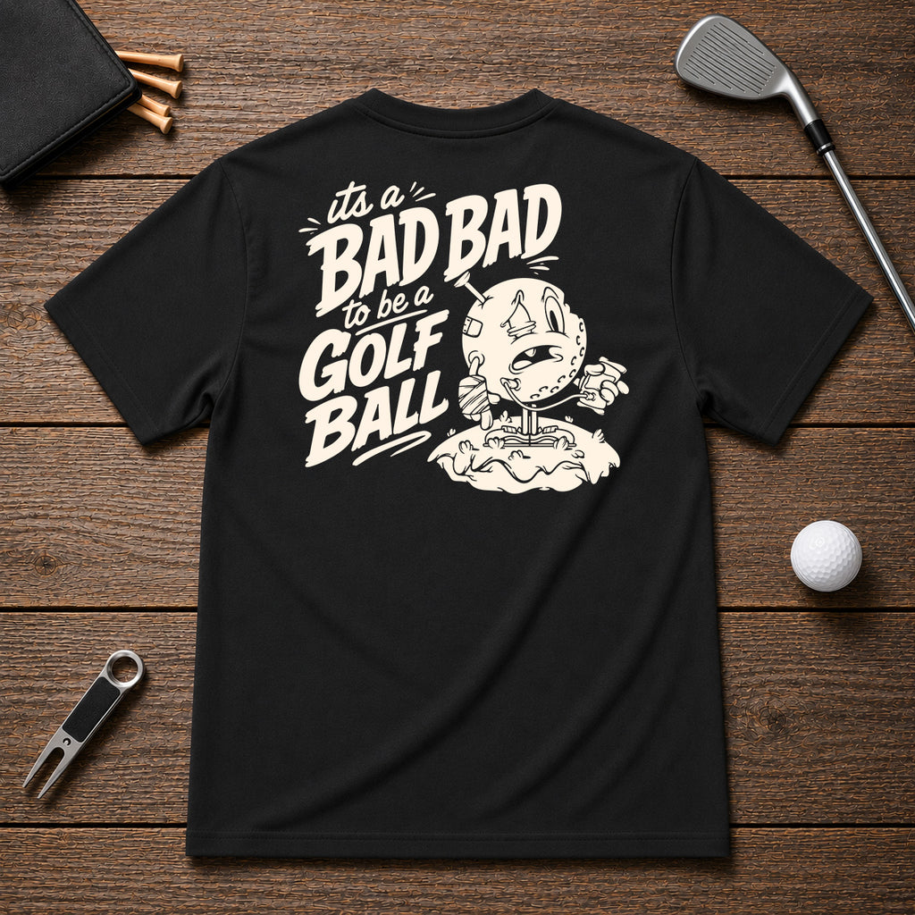 Its a bad day to be a golf ball - funny beat up golf ball after a long day of being on the course. 