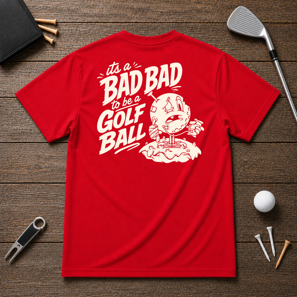 Its a bad day to be a golf ball - funny beat up golf ball after a long day of being on the course. 