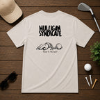 Mulligan Syndicacte Bound To The Game-  Cartoon hand connected to a golf ball by a chain. Sarcastic funny joke humor golf tee.
