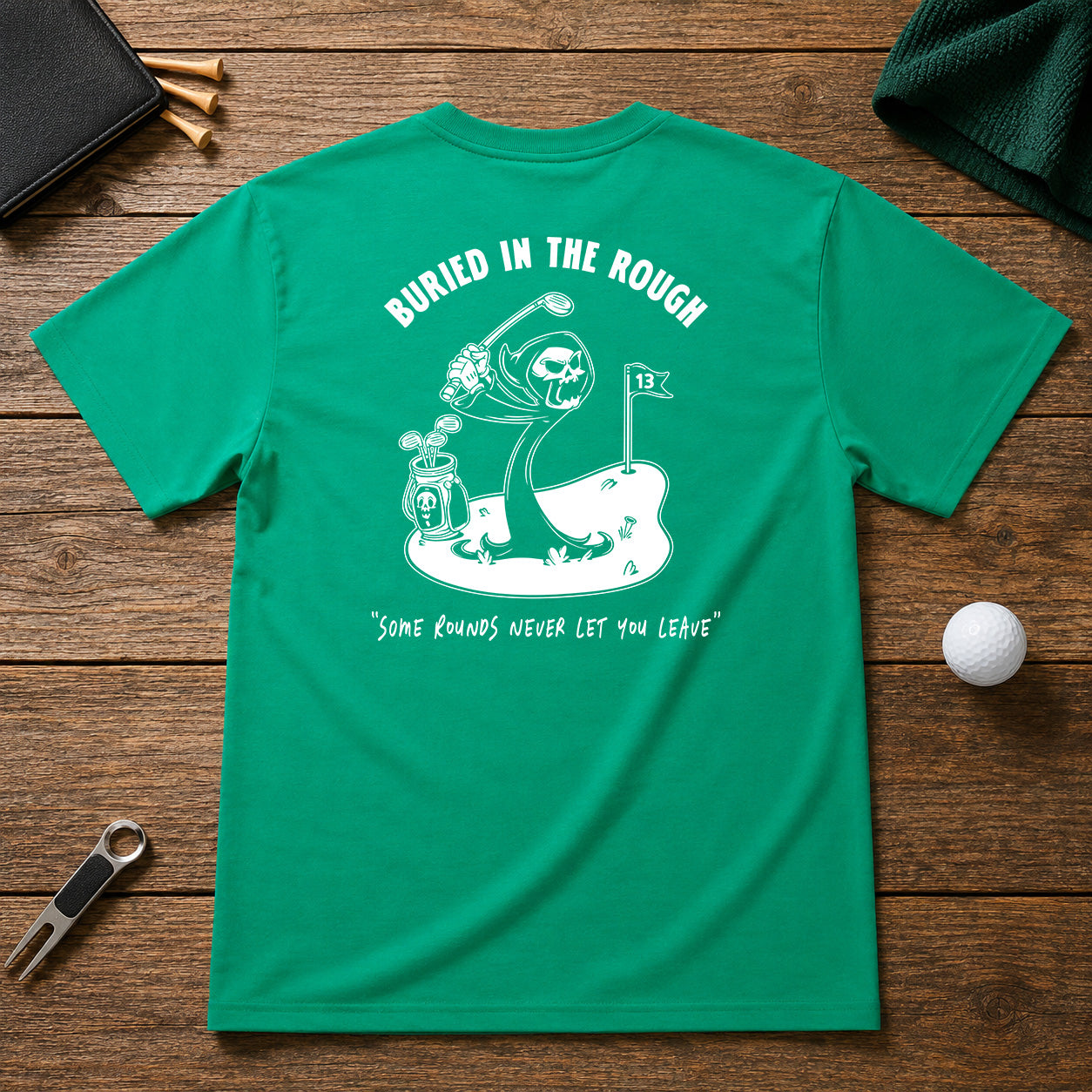 Retro style sarcastic 13th hole funny Grim Reaper golf shirt
