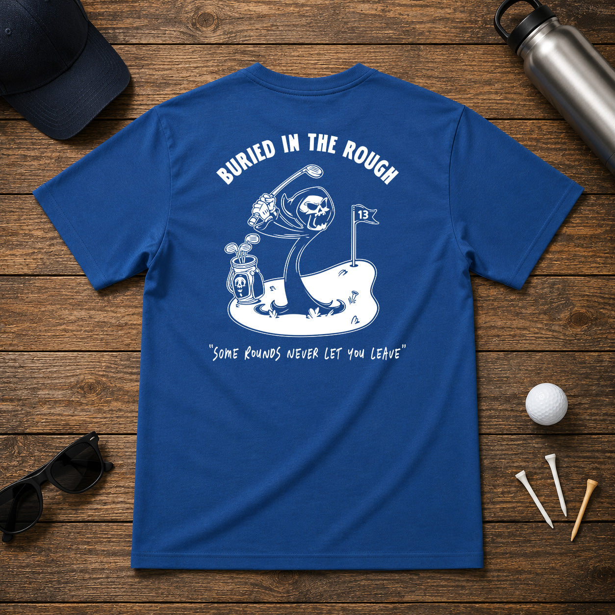 Retro style sarcastic 13th hole funny Grim Reaper golf shirt