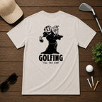 Funny skeleton on the golf course, having a great day on the course