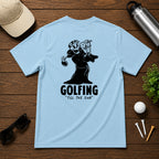 Funny skeleton on the golf course, having a great day on the course