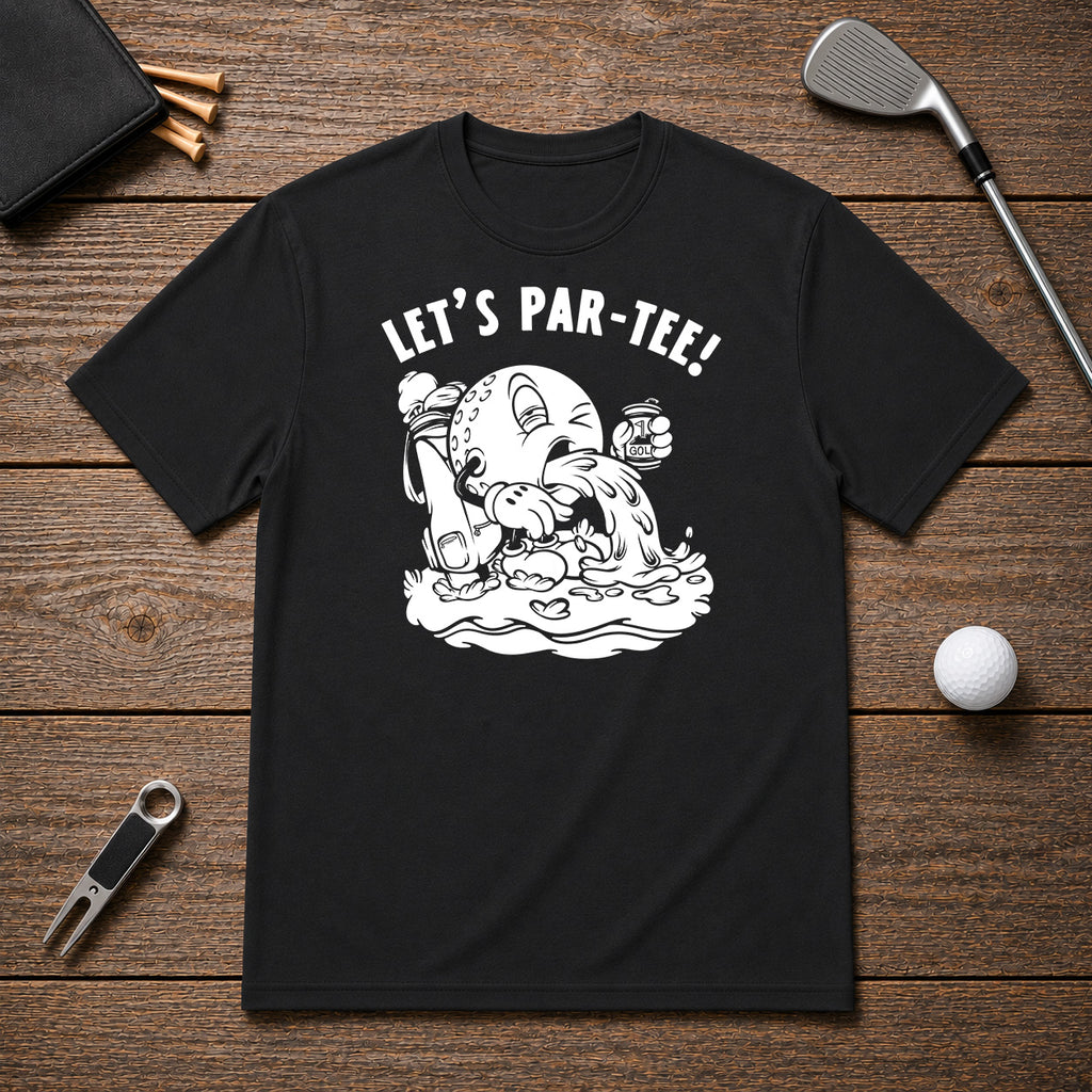 Funny puking golf ball, that can't get enough alcohol.
