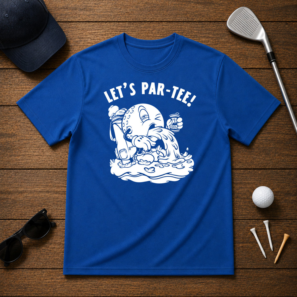 Funny puking golf ball, that can't get enough alcohol.