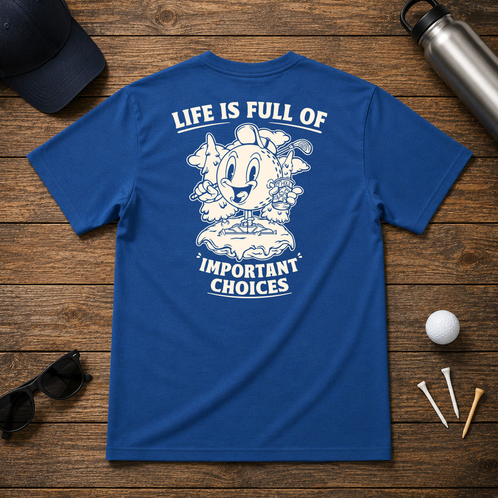 Funny golf ball drinking beer and holding a golf club, in a retro vintage stylized cartoon theme. Great for any golfer looking for a unique golf shirt.