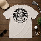 Show you can't wait for the 19th hole, with this stylized retro golf tee. Stylized skull with a golf tee in mouth, with a retro cartoon twist.