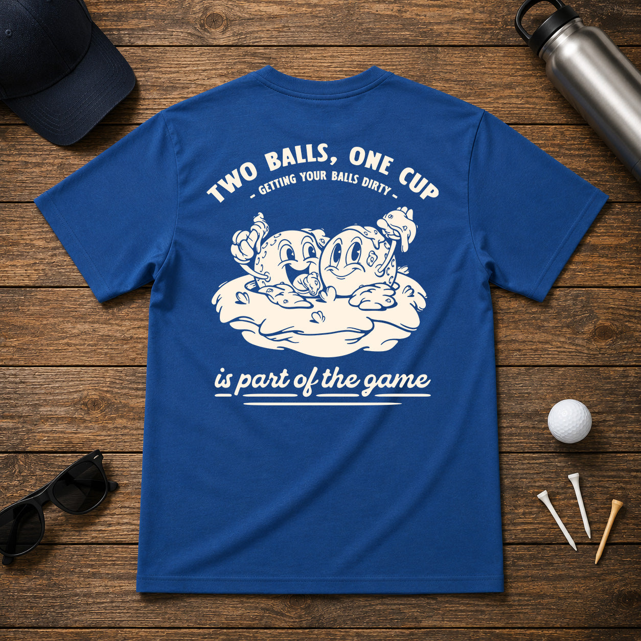 Funny Sarcastic 2 golf balls covered in dirt and in a hole.