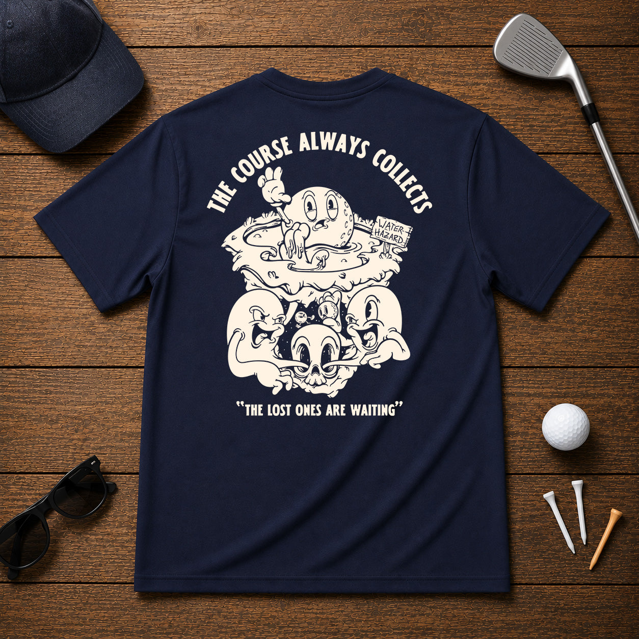 Dark Shallows- Funny golfer water hazard t-shirt. For the golfer that always tends to find the water hazard, and can't catch a break on the golf course.