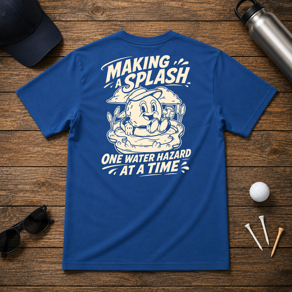 Making A Splash- Funny water hazard golf shirt. For golfers who have the problem of always ending up in the pond.