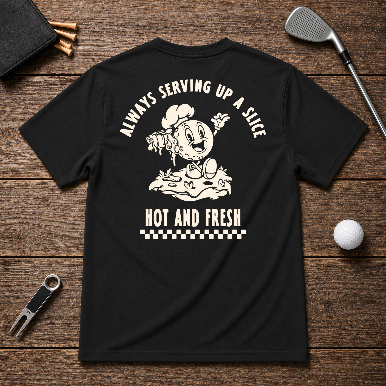 Pizza Slice Retro Golf Tee Shirt
