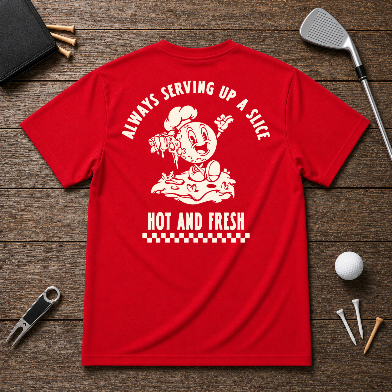 Pizza Slice Retro Golf Tee Shirt