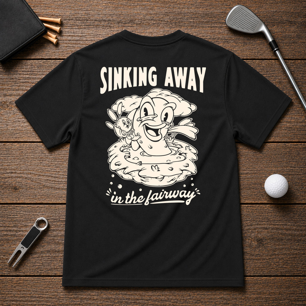 Retro vintage funny golfer water hazard shirt. Sinking away in the fairway sarcastic joke golf tee