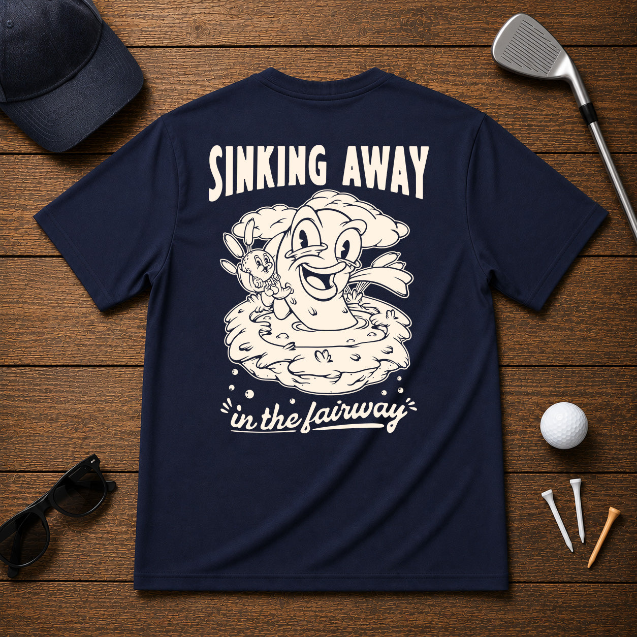 Retro vintage funny golfer water hazard shirt. Sinking away in the fairway sarcastic joke golf tee