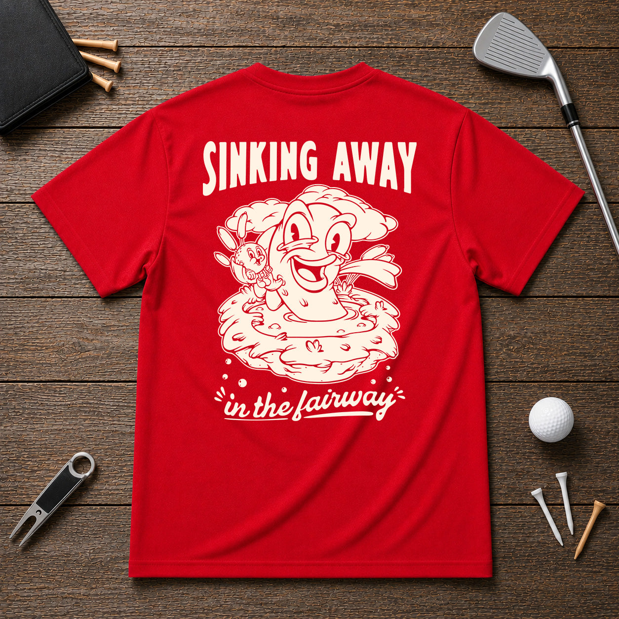 Retro vintage funny golfer water hazard shirt. Sinking away in the fairway sarcastic joke golf tee