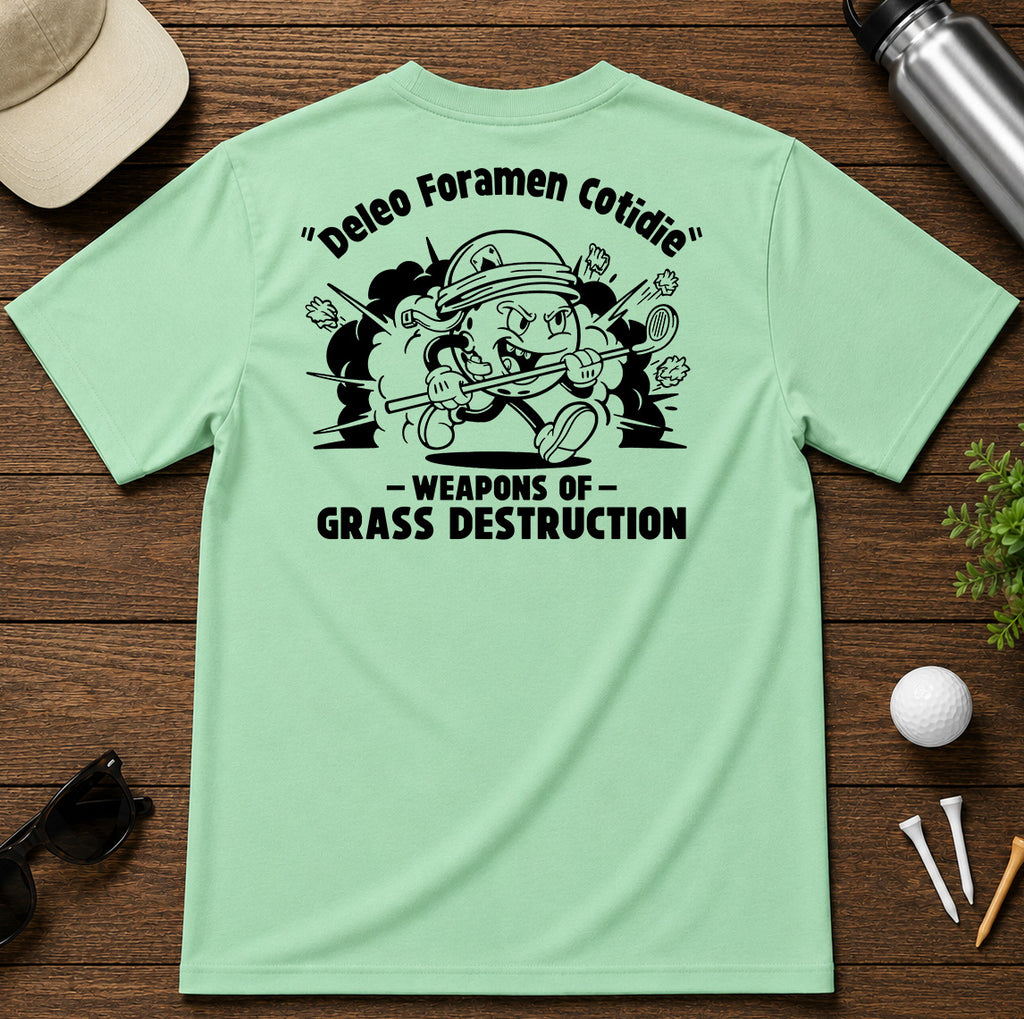 WEAPONS OF GRASS DESTRUCTION Golf T-Shirt